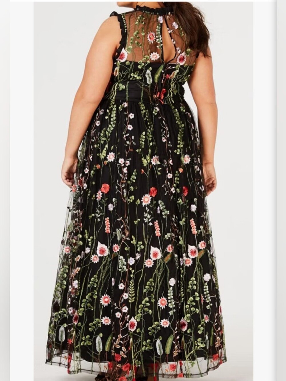 City Studio Black Maxi Dress with Multicolor Floral Embroidery - Picture 8 of 14